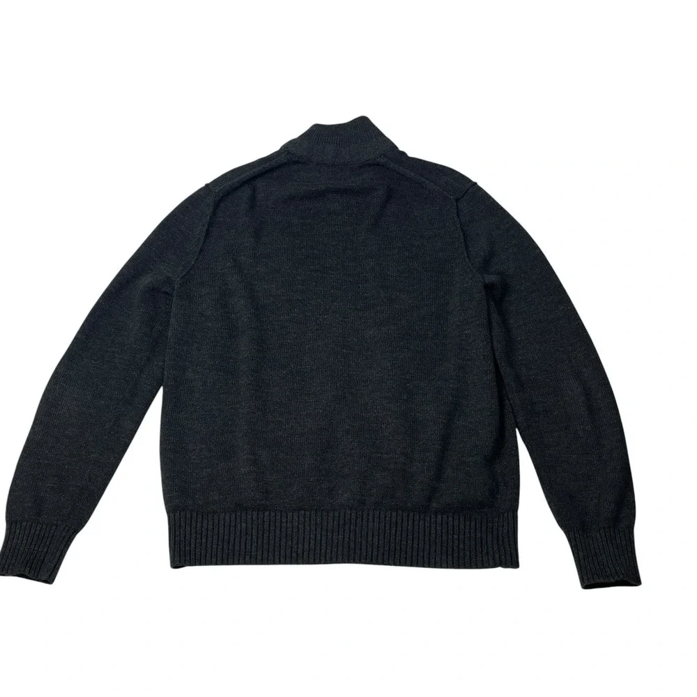Banana Republic Men's Large Cotton Sweater Jacket Charcoal Gray Military